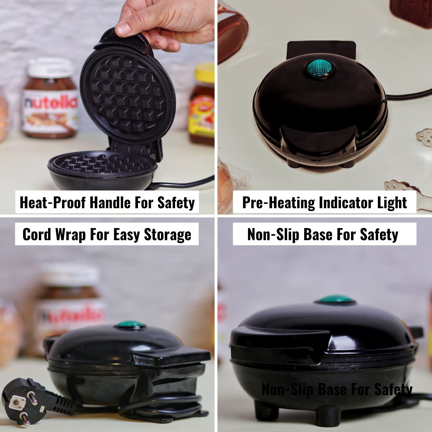 Instacuppa Mini Waffle Maker-Quick&Easy Breakfast Solution For Busy Moms-Whip Tasty,Healthy Waffles In Minutes For Your Kids,Eas